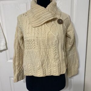 Aran sweater market Cozy Cream Cable Knit Sweater size XS made in Ireland